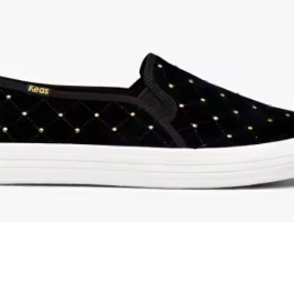 KEDS KATE SPADE New York Black Sneakers Double Decker Quilted Velvet SZ 7.5 - Picture 4 of 16